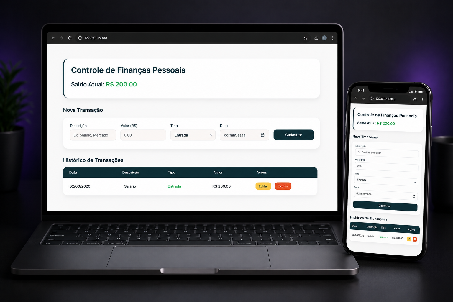 Controle de Finanças Pessoais